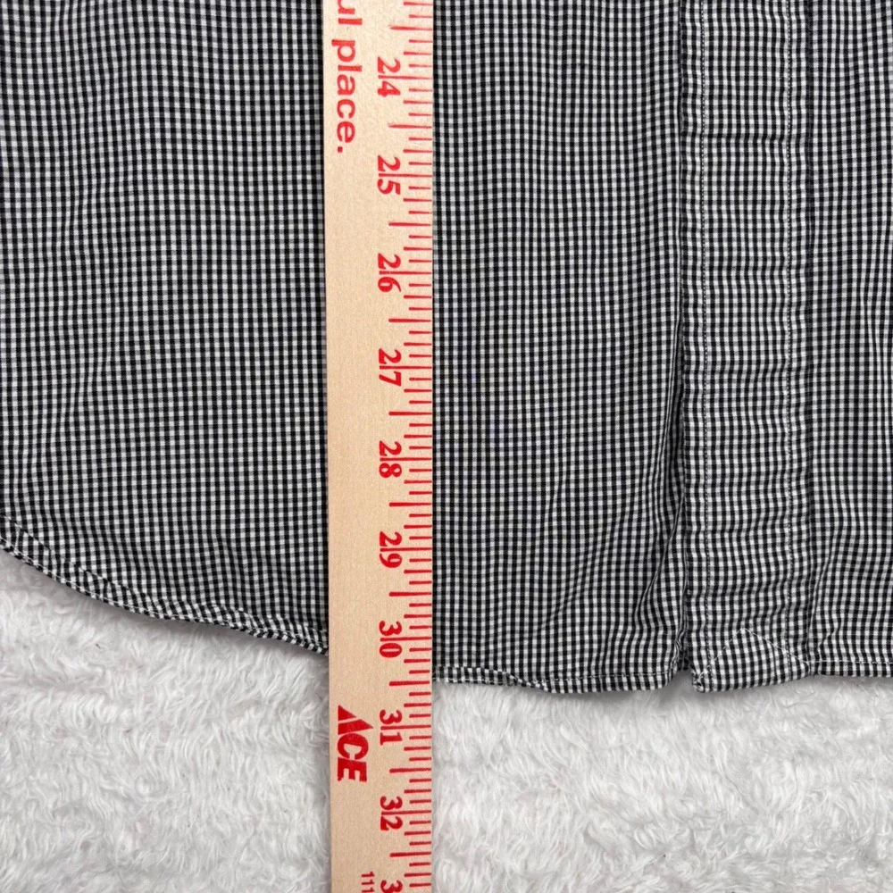 Polo Ralph Lauren Button Shirt Men L 16.5 32/33 Black White Gingham Check Preppy